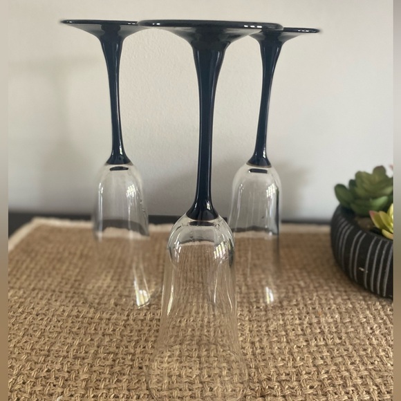 SET OF 3 VINTAGE LUMINARC BLACK STEM CHAMPAGNE FLUTE GLASSES - Picture 7 of 9